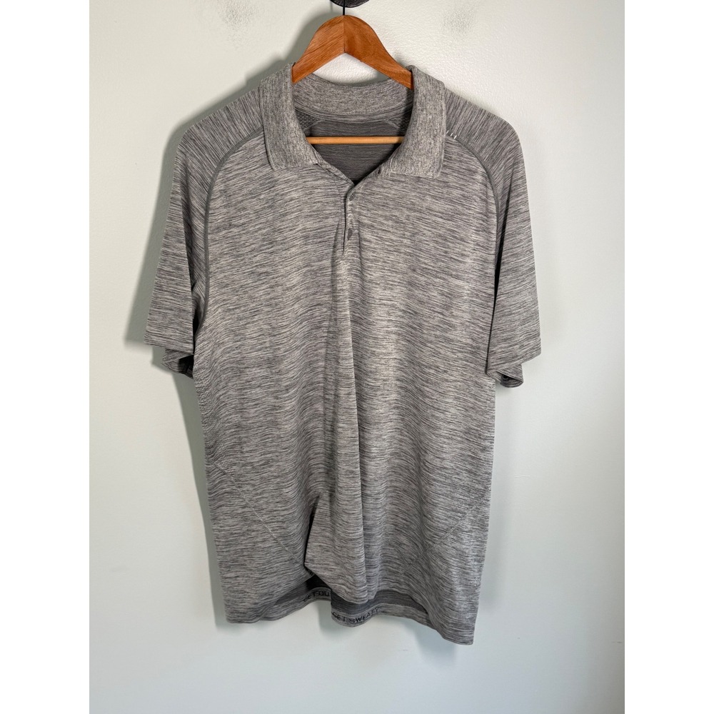 Lululemon Metal Vent Tech Polo Shirt Mens XXL Grey Space Dye Short Sleeve Golf